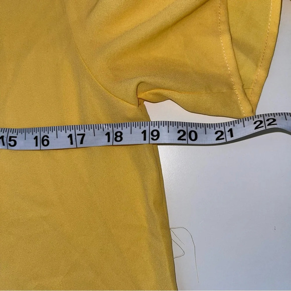 Shein Lemon Yellow Open Keyhole Tie Sleeve Blouse Medium Women’s - Picture 8 of 12